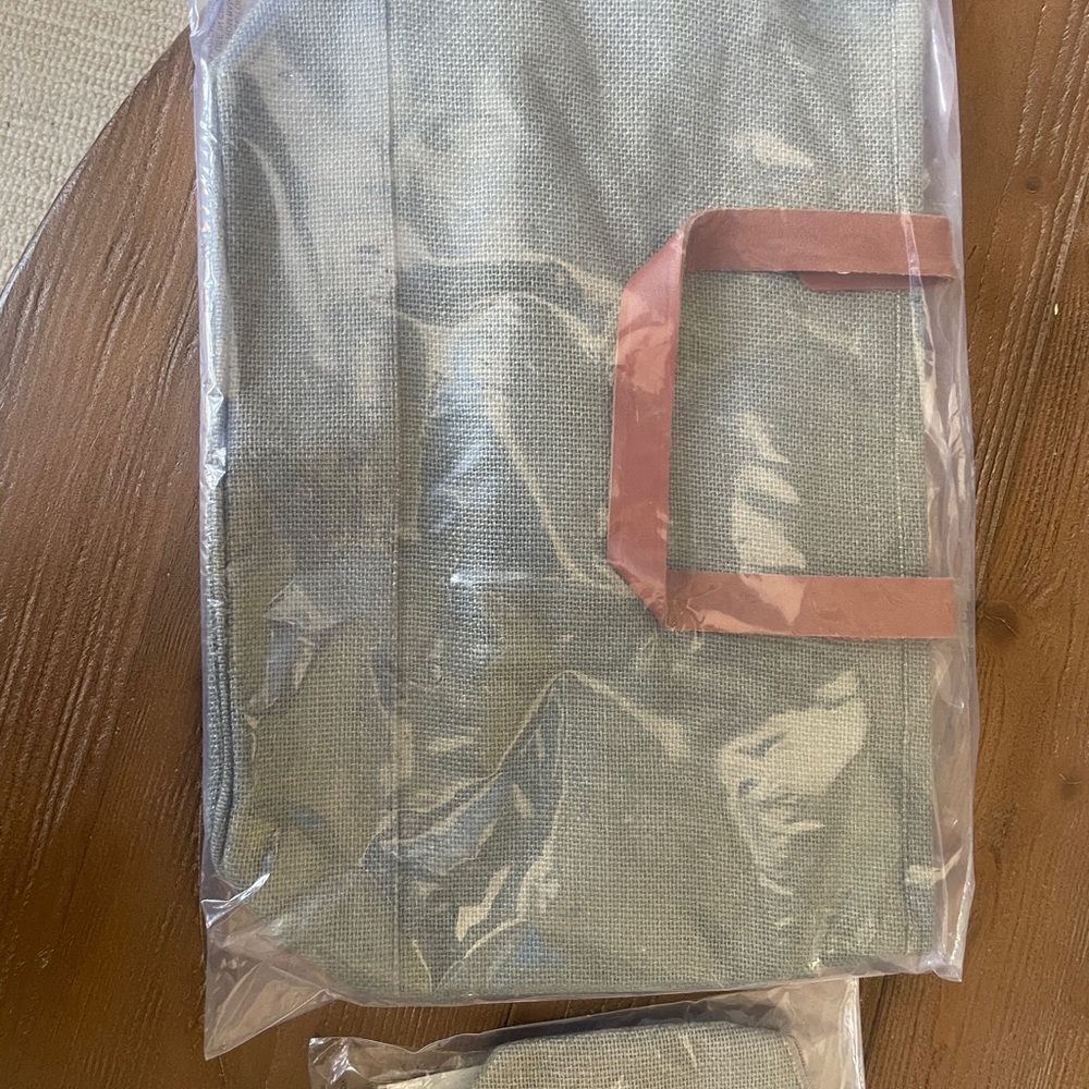 Ballard Jute Tote Bag and two cosmetic bags